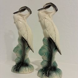 Set of two vintage ceramic egrets or Herons