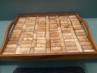 Wine cork wood tray