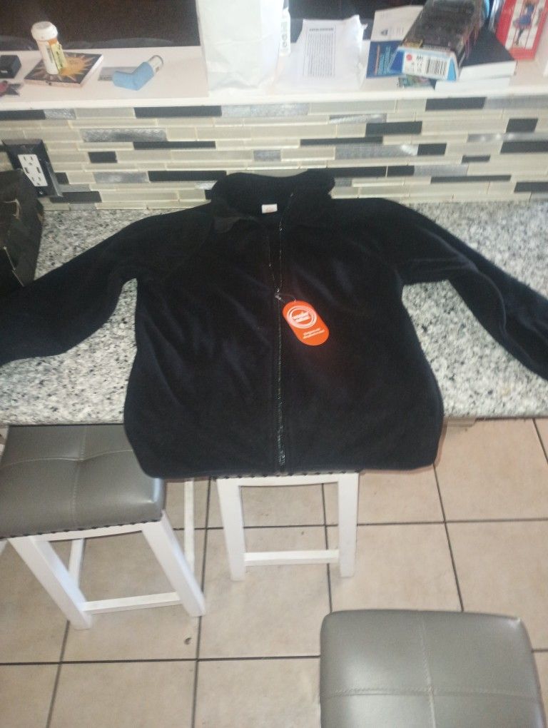 Boys Micro Fleece Jacket Color Black Size 14- 16 Extra Large