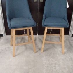 Blue Wooden Counter Height Bar Stools, Set Of Two 