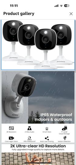 2K Cameras for Home Security-Outdoor/Indoor Camera for Dog/Cat/Pet/Nanny/Baby, Color Night Vision, White Light, Siren, 24/7 SD Recordings, Works with 