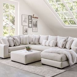 Brand New Super Comfy Ivory Comfy Sectional 