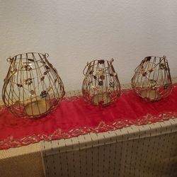 SET OF PIER ONE  BRASS CANDLE HOLDERS 