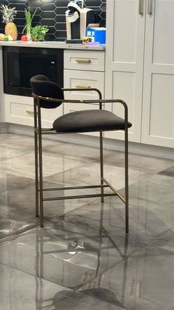Counter height bar stools grey and gold set of 4