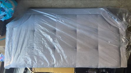 Gray Upholstered Queen Bed Headboard