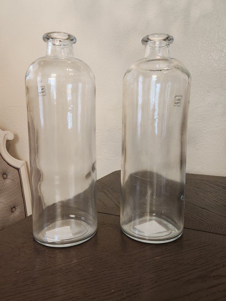 Two Matching Glass Vases