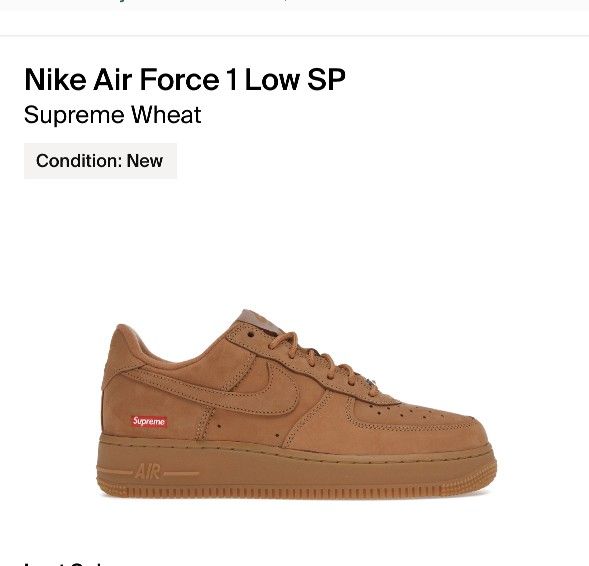 Nike Air Force 1 Low Supreme Wheat Size 9