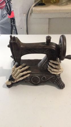 Skeleton witch hands sewing machine spooky walloween