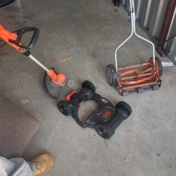 Manual Lawn Mower And 2-in-1 Weed Wacker Lawnmower