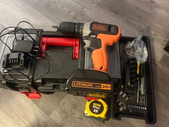 Black and decker power drill with tool box