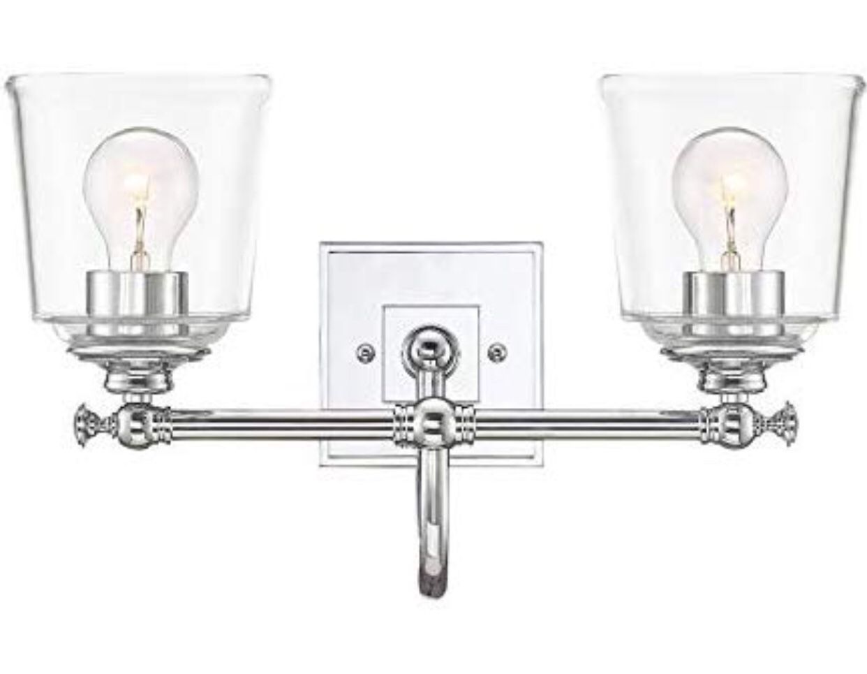 Park Harbor PHVL3012PC Antonia 2 Light 17-3/8" Wide Bathroom Vanity Light with Clear Glass Shades, Polished Chrome