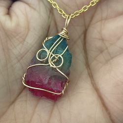 Aura Quartz Crystal Necklace 
