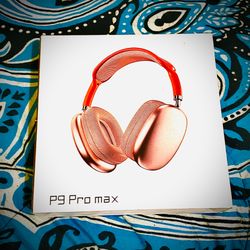 Red/Rose Pink P9 Pro Max Wireless Headphones — Bluetooth Deep Bass