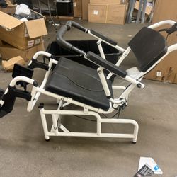 Reclining Shower Chair Commode  Toilet Chair with Headrest Padded Seat Flip-up Arm and Foot Rests,Tilt Shower Chairs f