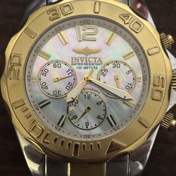Invicta chronograph watch w/mother of pearl dial