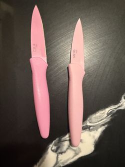 🩷 Pink Paring Knives — Cuisinart & Farberware | Set of 2 with Blade Guards
