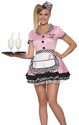 50’s Diner Costume with Jacket Shoes And Serving Platter