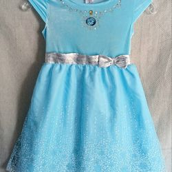 Disney's Frozen Elsa Blue Velvet Sparkle Dress Size 6 NWOT $12