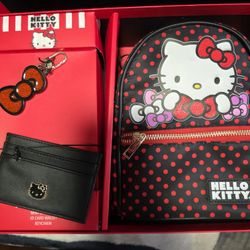 Sanrio - Hello Kitty -  3 Piece Gift Set Mini Backpack Keychain ID Wallet
