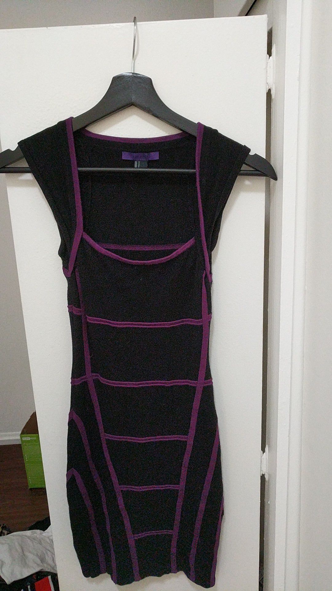 Purple and black Forever 21 Dress Cap Sleeves - Size Small