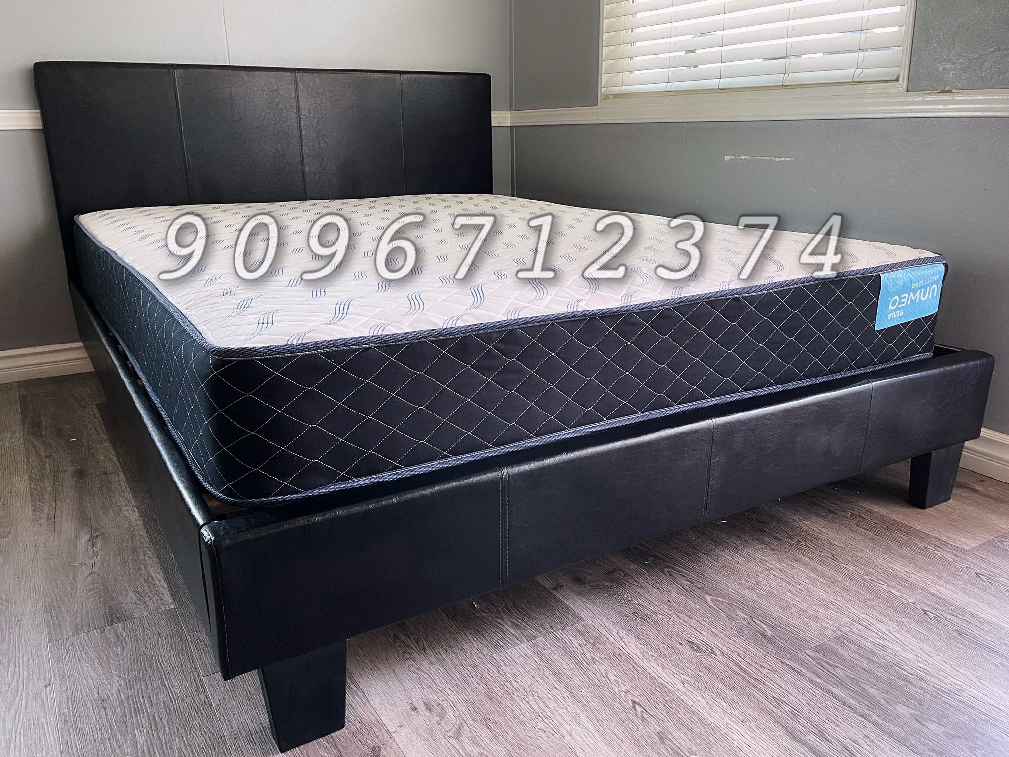 Queen Size Expresso Platform Bed W Ortho Mattress