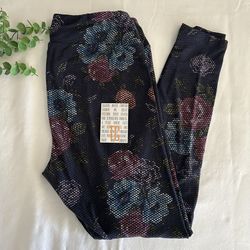 LULAROE • Pixel Rose Bouquet TC Leggings (fits 12-18)