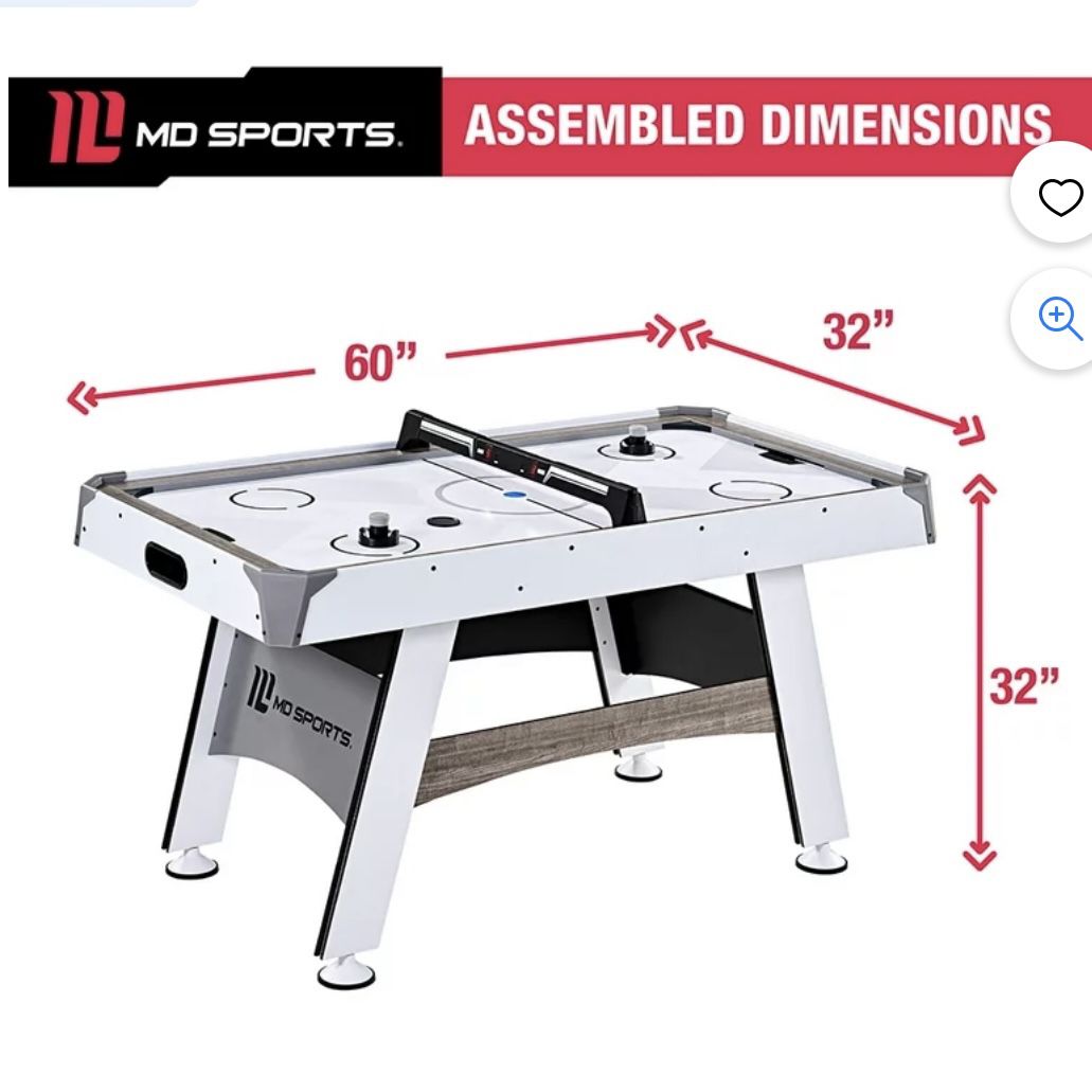MD Sports 5 ft. Air Powered Hockey Table with Overhead Electronic Scorer, 60" x 32" x 32"