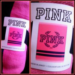 NEW IN PACKAGE WITH TAGS VICTORIA SECRET PINK STRIPED BOYFRIEND ACCENT PICNIC THROW BLANKET BEDDING