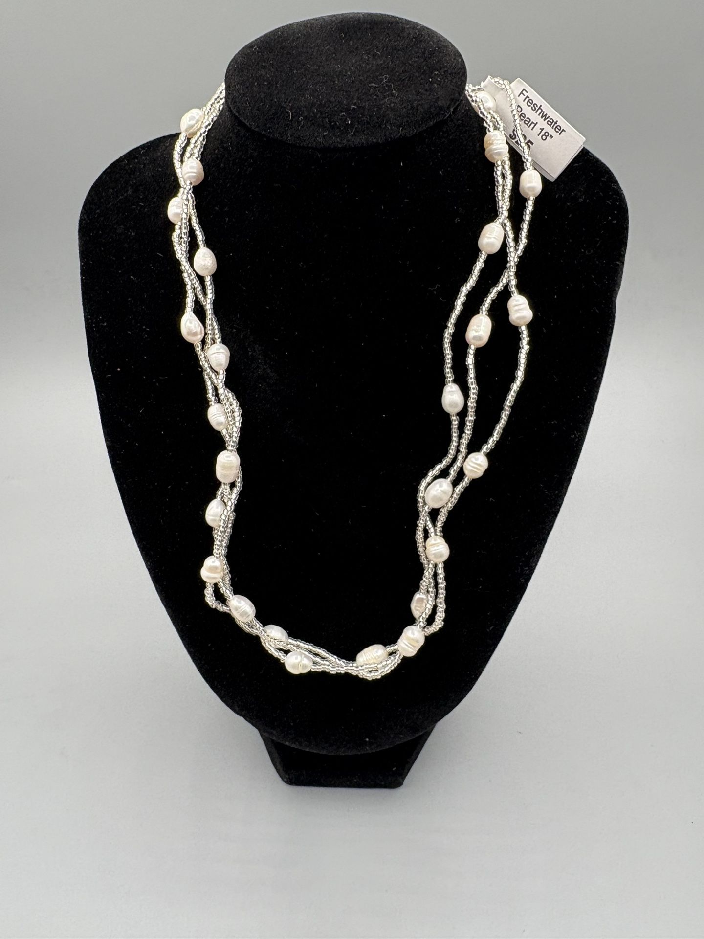 18” Freshwater Pearl & glass seed Multi strand Necklace with Magnetic Clasp