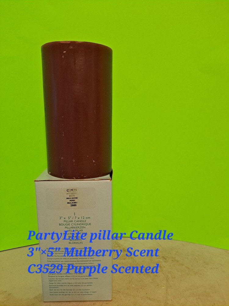 PartyLite Pillar Candle 3"×5" Mulberry Scent C3529 Purple Scented-$25.00