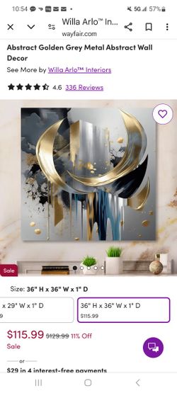NEW 36 x 36 ABSTRACT GOLDEN GREY METAL ABSTRACT WALL DECOR NEW STILL PACKAGED UP SET OF 2
