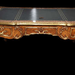 French Louis XV Style Antique Executive Desk – Gilt Bronze & Marquetry