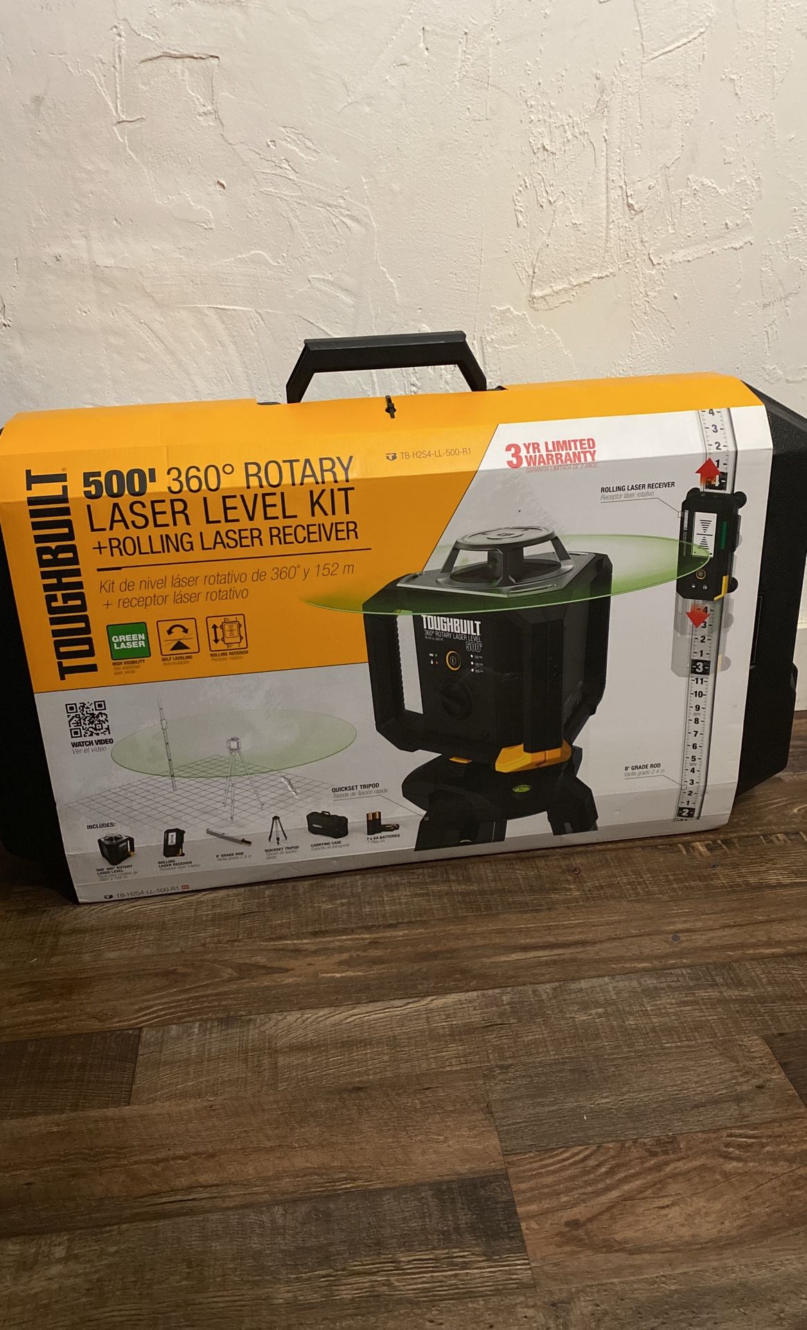 TOUGHBUILT 500-ft Green 360-Degree Self-Leveling Rotary Laser Level Kit