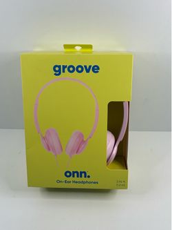 onn. groove Pink On-Ear Headphones Adjustable Lightweight 3.5mm AUX 3.94ft