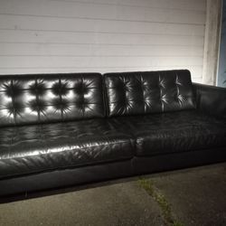 LANDSKRONA 3 Seater Black Leather Ikea Couch