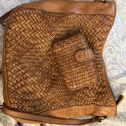 Cognac, leather backpack 