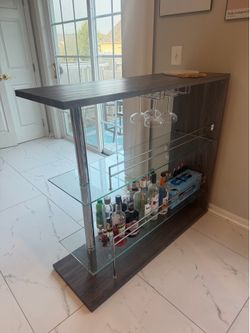 Wayfair Rectangular 2-Shelf Bar Unit – Gray – Fully Assembled