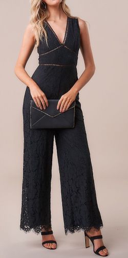 NWOT size XS sleeveless black lace wide-leg jumpsuit