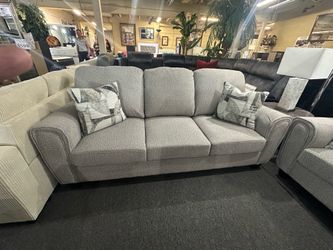 Brand new Gray Fabric 3-Seat Sofa + loveseat with Throw Pillows