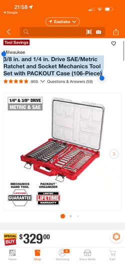 3/8 in. and 1/4 in. Drive SAE/Metric Ratchet and Socket Mechanics Tool Set with PACKOUT Case (106-Piece)