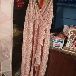 Womens Speghetti Strap Floral Patterned Sundress With Ruffle Size S/4