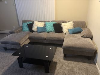 Sectional Couch, Table and Tv stand