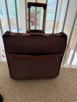 London Fog Suitcase Garment Bag Brown Tweed Large Rolling 22 x 22 x 9 inch