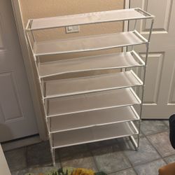 Adjustable White Shoe Rack 8 Tiers 