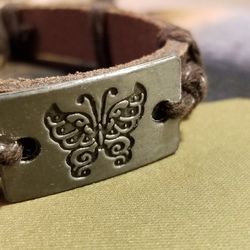 Unisex Butterfly Leather Bracelet 