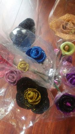 Hand made soap flowers with vase