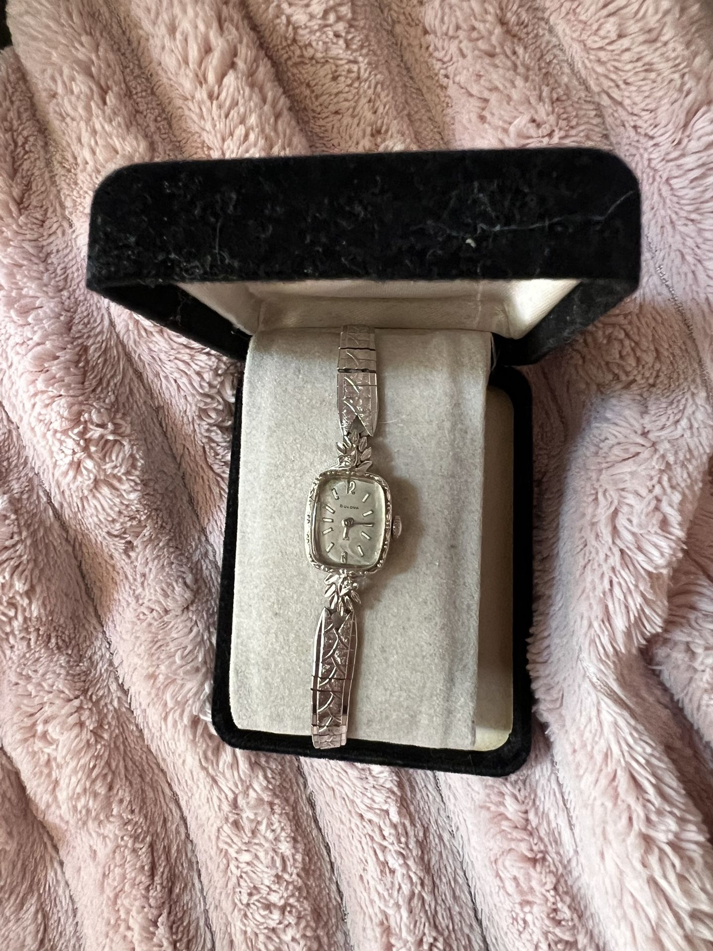 RARE ANTIQUE Bulova Genuine 14K White Gold Watch for women