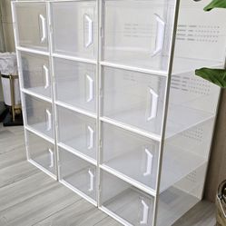 XX-Large Shoe Storage Box Fit Size 13, Clear Plastic Stackable Shoe Organizer for Closet

