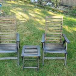 Adjustable folding wood chairs and table