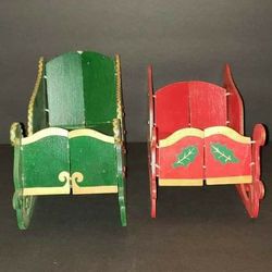 Vintage Folding Wood Christmas Sleighs